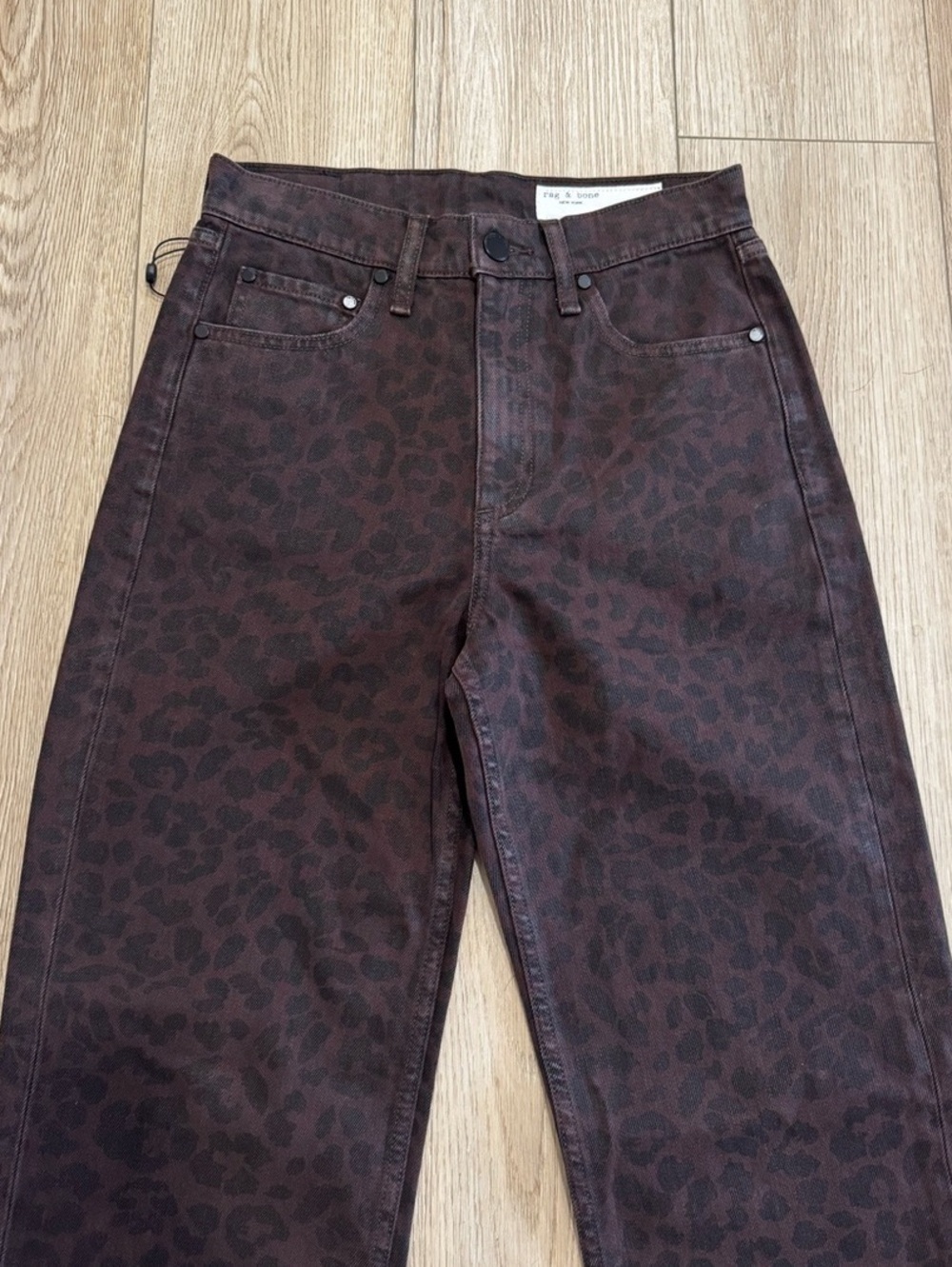 rag & bone Shea High-Rise Full Length Relaxed Straight Jeans Leopard